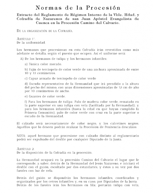 Normas de la procesión.