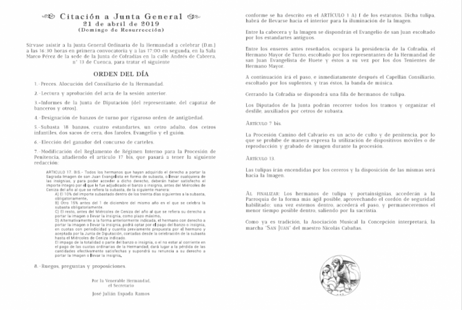 Citación a la Junta General.